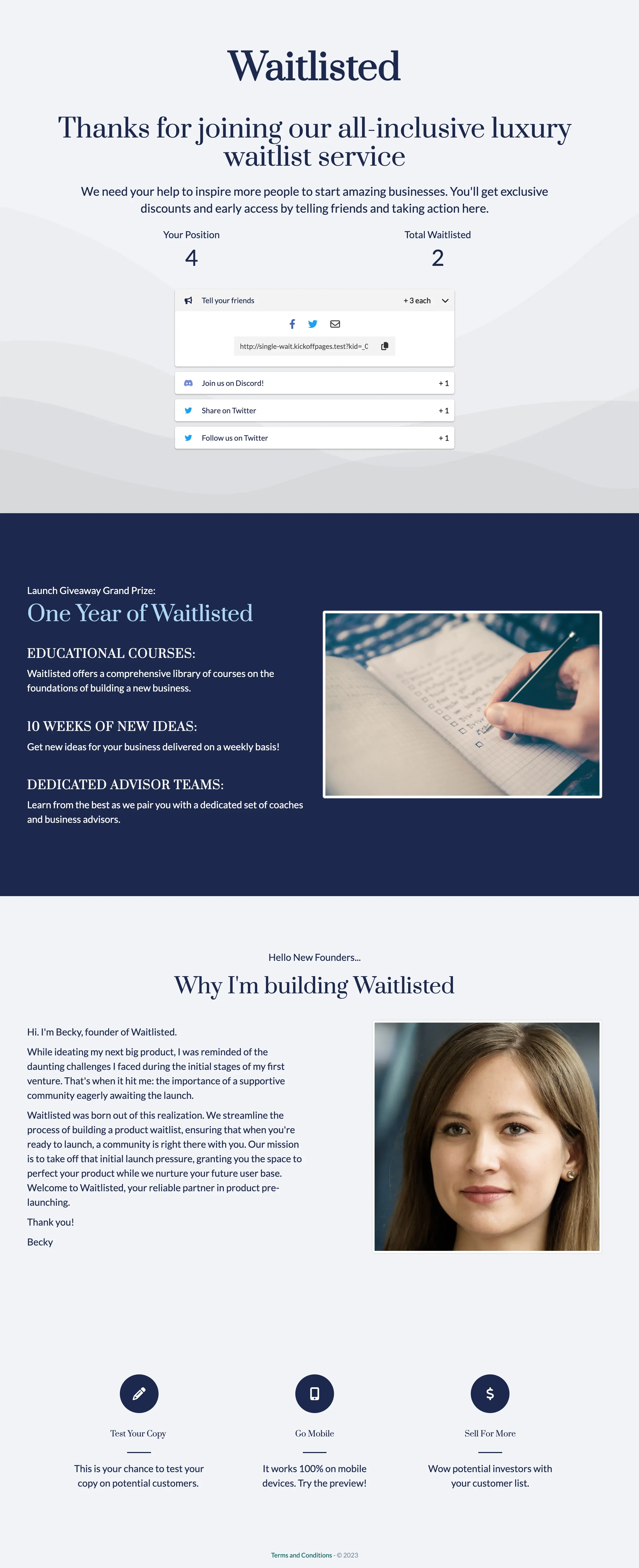 Landing Page: Waitlisted Luxury Status